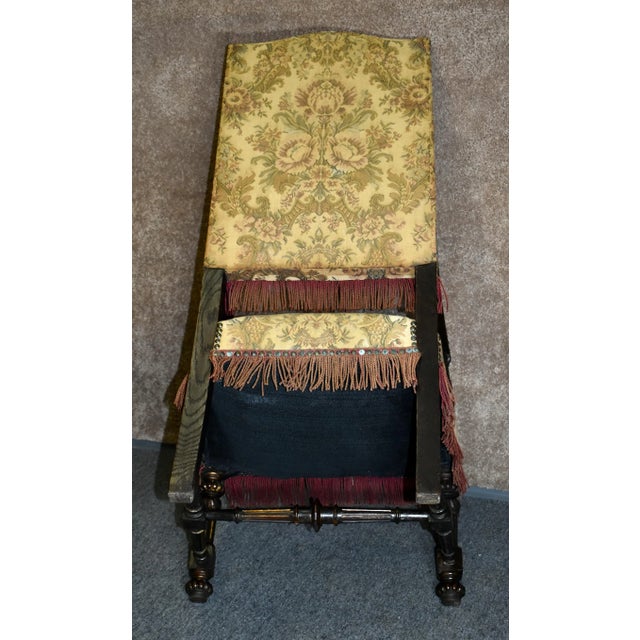 Antique Carved Oak Armchair Tudor Jacobean Style High Back Tapestry Fringe 1920s For Sale - Image 12 of 13