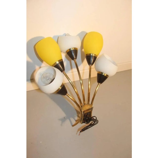 Large Italian Sconce in Brass & Glass, 1950s For Sale - Image 6 of 9