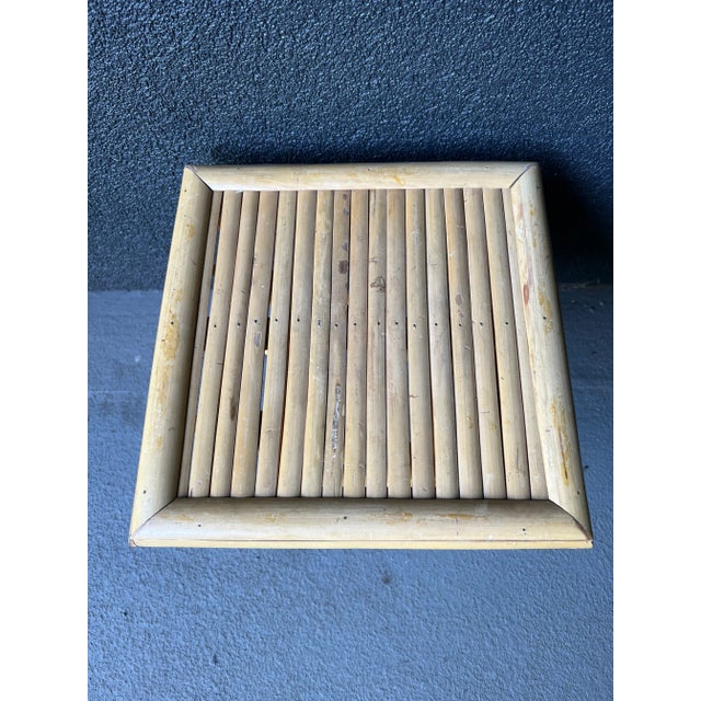 Brown Bamboo Rattan Folding Plant Stand Table Riser For Sale - Image 8 of 11