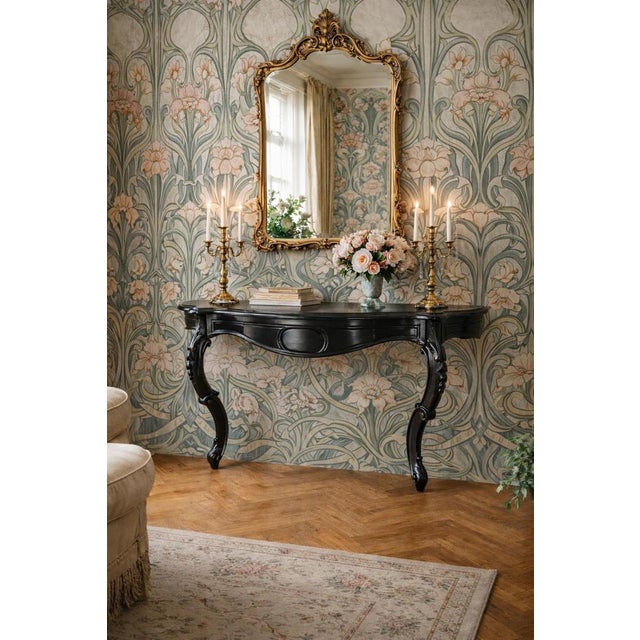 Antique French Wall-Mounted Hallway Console in Black Wood, 1880s For Sale - Image 10 of 12