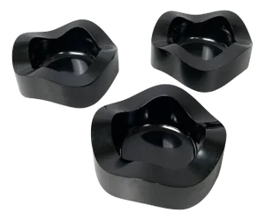 German Space Age Black Plastic Ashtrays by Walter Zeischegg for Helit, 1970s, Set of 3