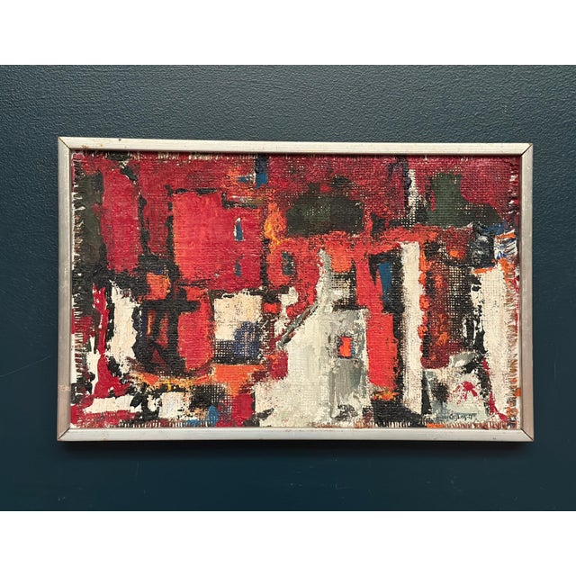 Holger Oijens, Cityscape in Red, 1960s, Oil on Canvas, Framed For Sale - Image 18 of 18
