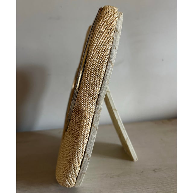 Silver Vintage Laura Biagiotti Round Sculptural Picture Frame ~ Silver and Wicker For Sale - Image 8 of 9