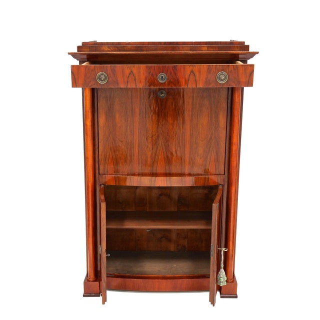 Antique Biedermeier Nutwood Secretary, 1825 For Sale - Image 9 of 18