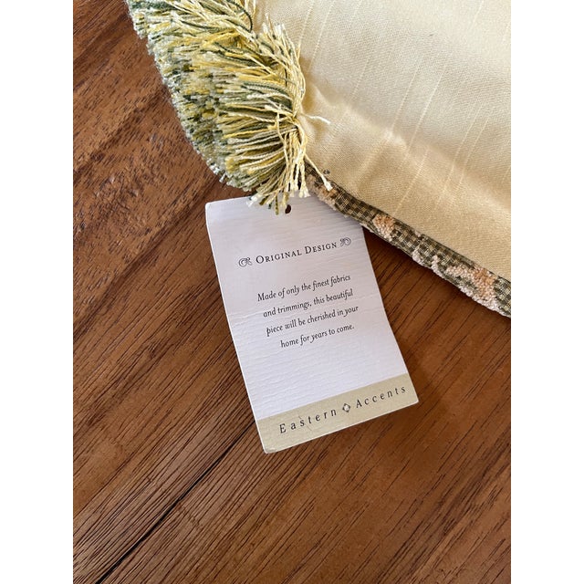 Early 21st Century Green Swirl Design Heavy Duty 110” Long Custom Made Table Runner With Bead Accenting For Sale - Image 5 of 7