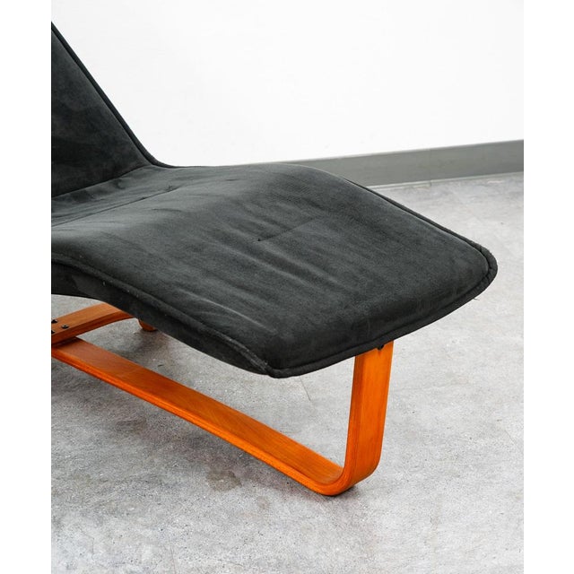 Mid Century Danish Modern Lounge Chair Chaise Black Suede Ap Denmark Recliner MCM For Sale - Image 10 of 12