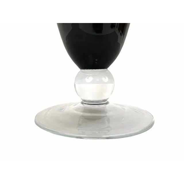 Large Mid-Century Italian Black Glass Artistic Vase with Crystal Base, 1980s For Sale - Image 10 of 14