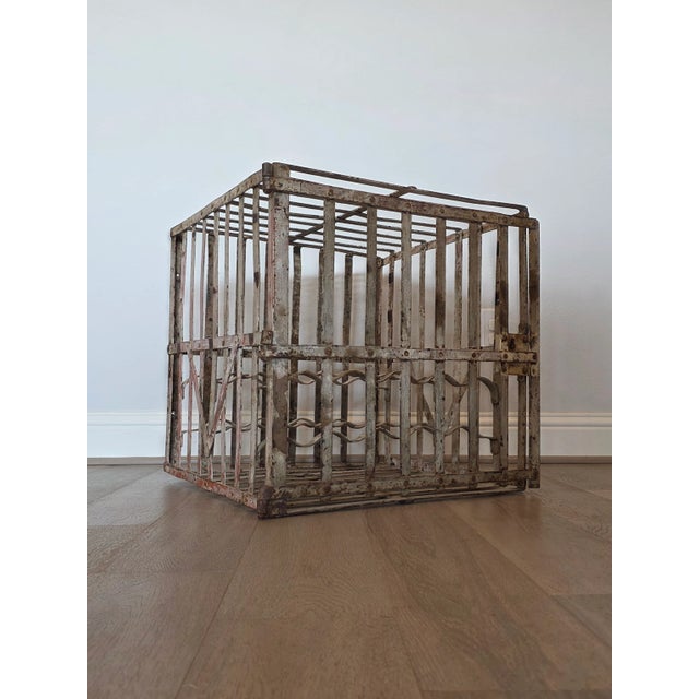 French Vineyard Industrial Painted Metal Antique Wine Rack Bottle Cage For Sale - Image 12 of 18