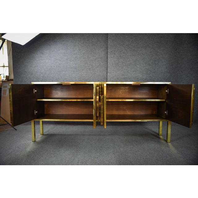 Italian Birch Sideboard Embellished With Gold Glass and Brass Handles For Sale - Image 10 of 11