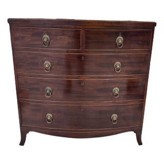 19th English Bow Front Chest of Drawers For Sale