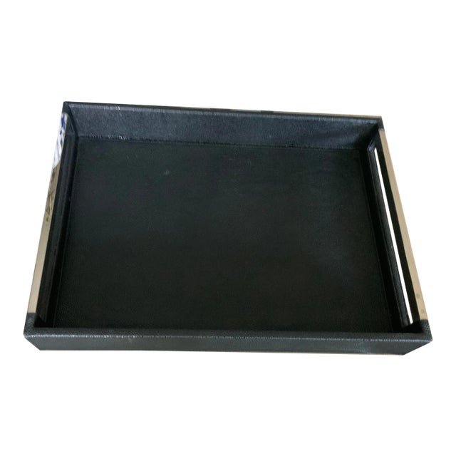 Early 21st Century Snake Print Serving Tray With Polished Chrome Handles For Sale