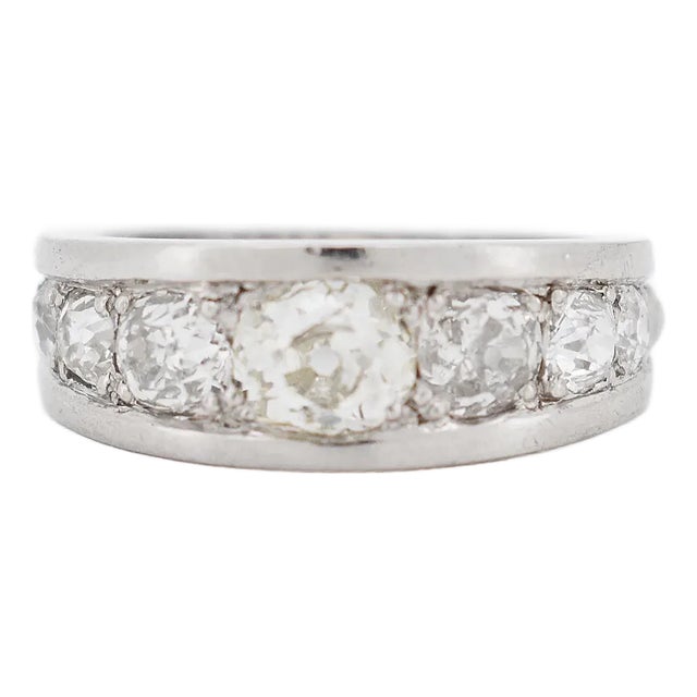 Art Deco Wedding Band with 1.5 Carat Drop Diamonds, Size 4.75 For Sale