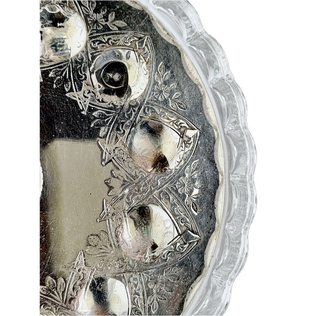 Metal Antique Silverplate & Glass Butter Dish For Sale - Image 7 of 13