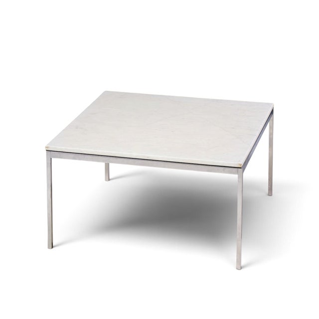 Chrome Florence Knoll Mid Century Chrome and Marble Top Coffee Table For Sale - Image 8 of 8