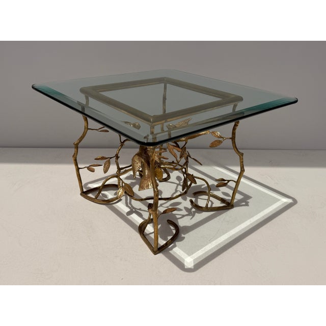 Diego Giacometti 1970s Brass Coffee / Side Table With Birds and Branches For Sale - Image 4 of 12