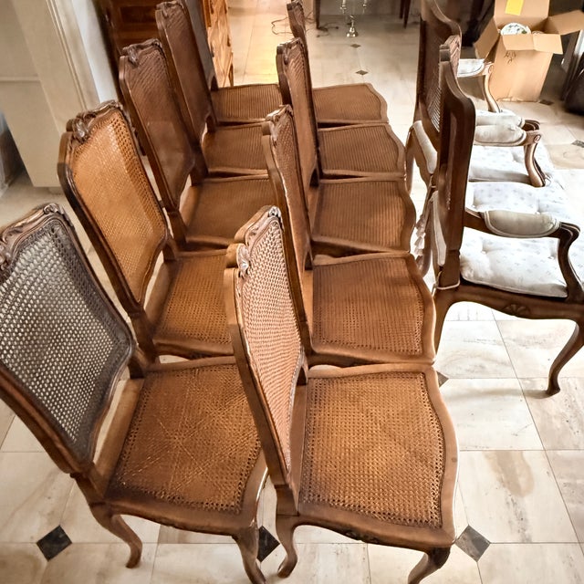Wood Set of 12 Caned Dining Chairs For Sale - Image 7 of 14