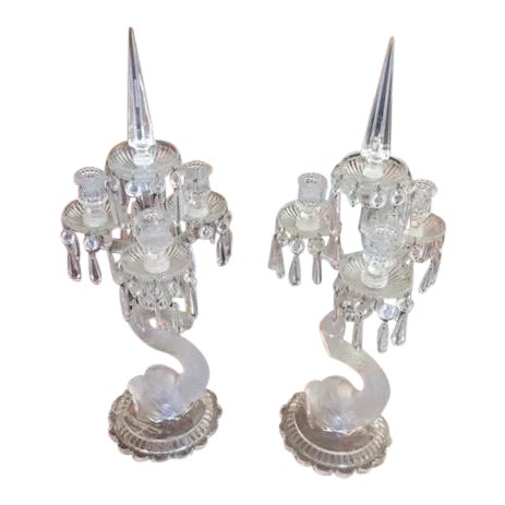 1900's-1920's Baccarat Dolpline Candle Holders - a Pair For Sale