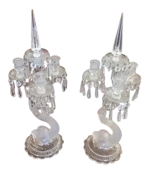 1900's-1920's Baccarat Dolpline Candle Holders - a Pair