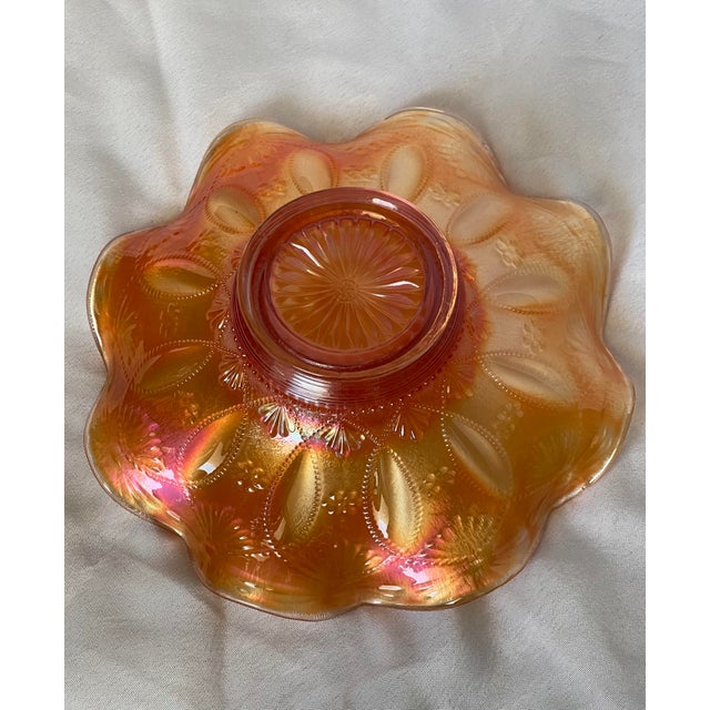 This beautiful glass dish was designed by Northwood company in their highly coveted iridescent Marigold Rosette style. The...