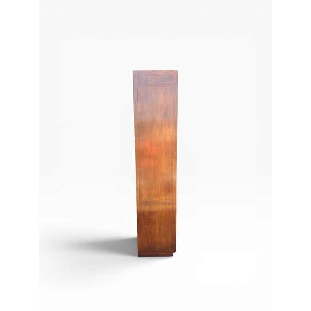 Campaign Late 20th Century Pair of Henredon Scene One Campaign Walnut Armoires With Brass Hardware For Sale - Image 3 of 15