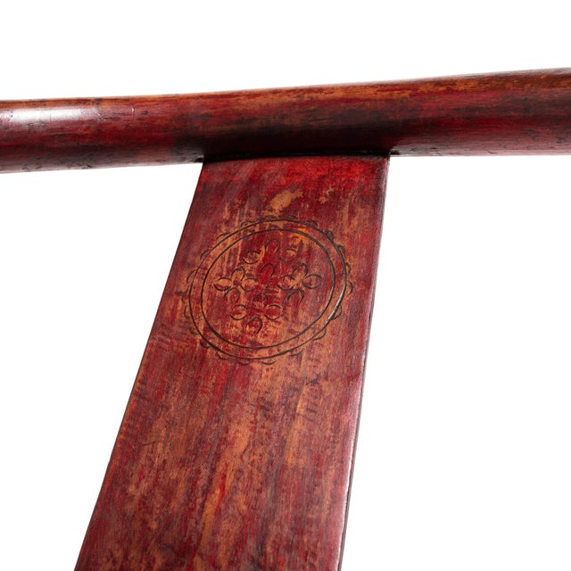 Wood Chinese Red Lacquer Roundback Chair, 19th C. For Sale - Image 7 of 8