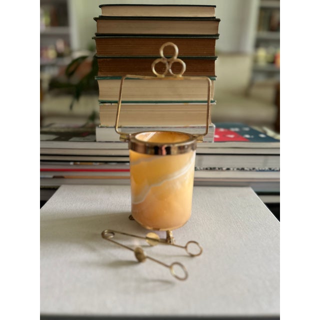1960s Vintage Onyx Garnish Server With Tongs Bar Decor For Sale - Image 5 of 10
