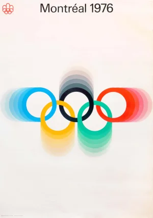 1976 Montreal Olympics Logo Poster - Coloured Rings (Large Size)