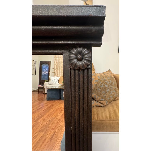 Monumental Vintage Neoclassical Black Cast Iron Wall Mirror For Sale In Houston - Image 6 of 12