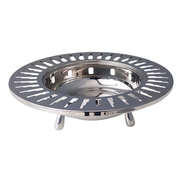 Stainless Steel Cutout Skyscraper Footed Bowl from Alessi, Italy, 1990s For Sale