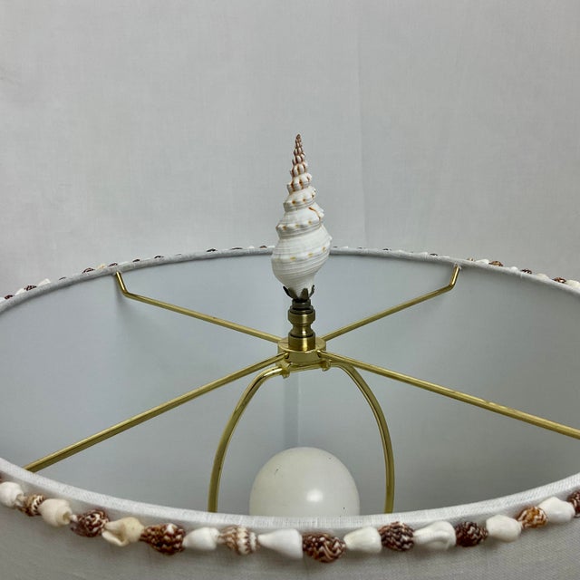 Hollywood Regency Natural Shell Lamps With Linen Shades - Pair | Chairish