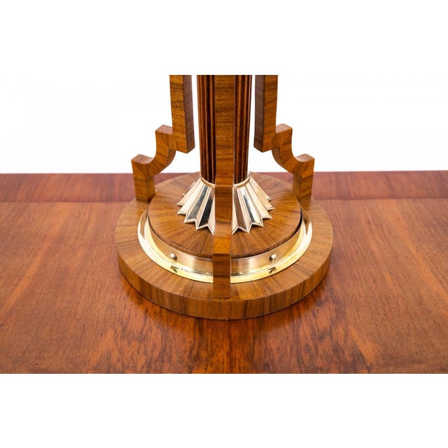 1950s Mid-20th Century Art Deco Table Lamp in Glass and Walnut, Poland, 1950s For Sale - Image 5 of 6