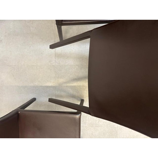 Leather Brown Dining Chairs, Set of 8 For Sale - Image 4 of 6
