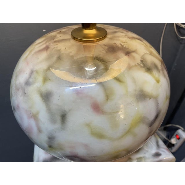 Ceramic Italian Ceramic Pillar Pedestal with Table Lamp, 1980s For Sale - Image 7 of 18