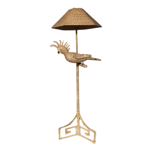 Mario Lopez Torres Rattan, Cockatoo Floor Lamp - Hollywood Regency , Signed