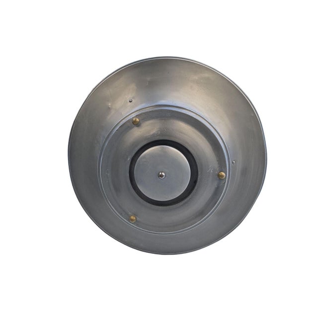 1930s Art Deco Machine Age Spun Aluminum 23" 3 Ring Pendant Light, 5 Available For Sale - Image 9 of 12
