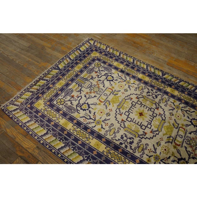 Ivory 1920s Ivory Background Medallion Antique Luxurious Silk Pile Classic Chinese Rug For Sale - Image 8 of 14