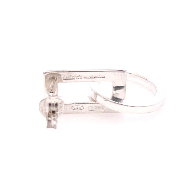 1990s 1990s Pair of Gucci Estate Pierced Earrings Sterling Silver 7.73 Grams For Sale - Image 5 of 6