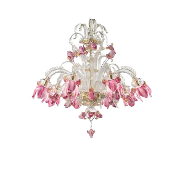 Venetian Pink Floreal Murano Glass Chandelier by Simoeng For Sale - Image 14 of 14