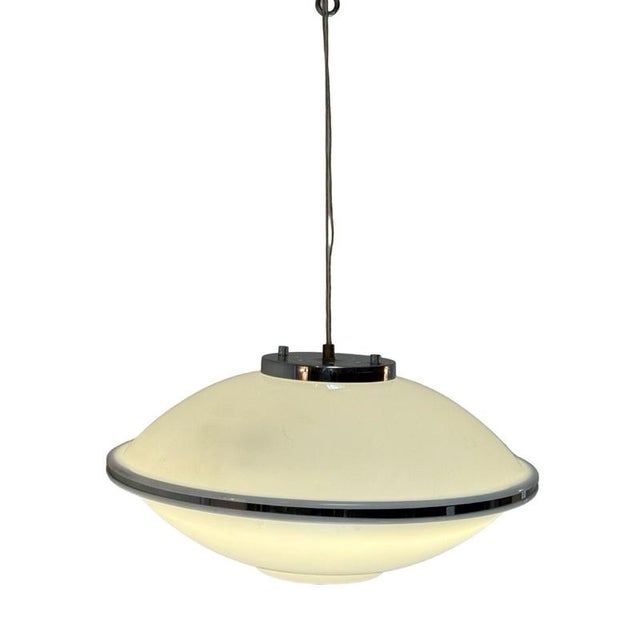 Vintage Space Age Pendant Lamp in White Acrylic, 1970s For Sale - Image 3 of 11