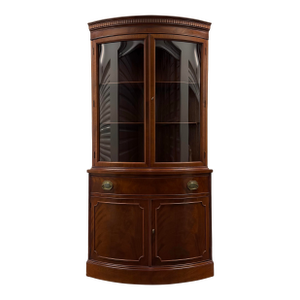 Vintage Morganton Bow Front Corner Cabinet Hutch
