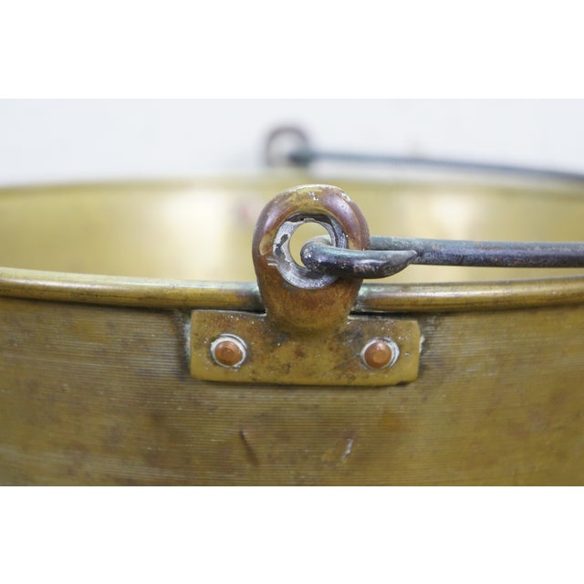 Brass Antique 1860s Cg Hussey Pittsburgh Spun Brass Fire Bucket Pail W Iron Handle 13" For Sale - Image 8 of 11