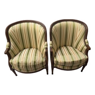 Louis XVI Style Pair of French Bergeres For Sale