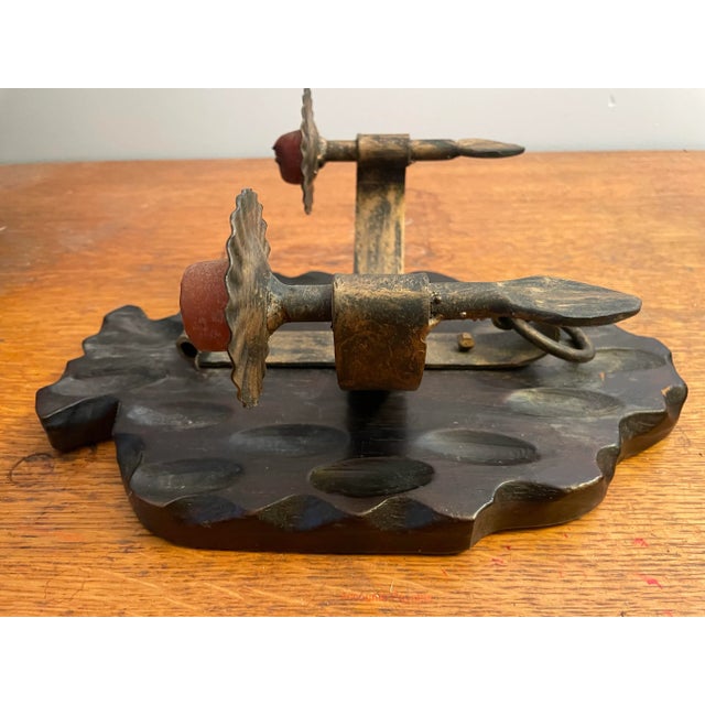 Vintage Wrought Iron and Carved Wood Wall Sconce For Sale - Image 4 of 7