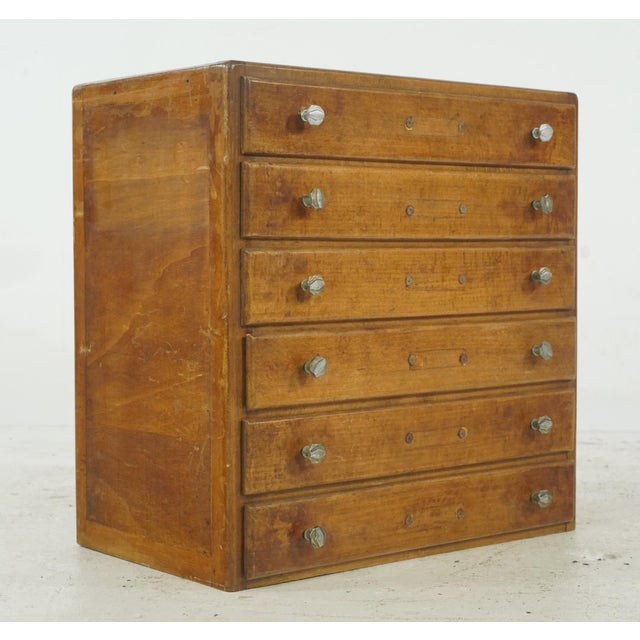 Industrial Vintage European Hardware Store Counter Display Storage Cabinet For Sale - Image 3 of 10