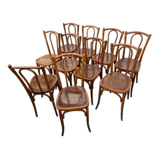 Vintage Bistro Chairs with Decorative Details, 1930s, Set of 10 For Sale