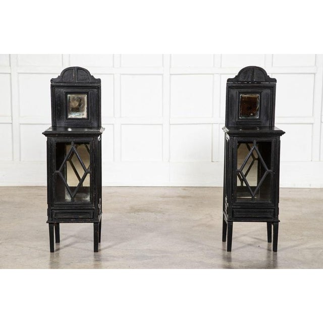Wood Antique English Ebonised Mahogany Glazed Display Cabinets, 1890, Set of 2 For Sale - Image 7 of 14