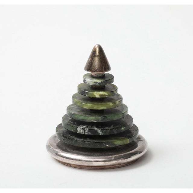 Vintage Bulgari Sterling and Jade Paperweight