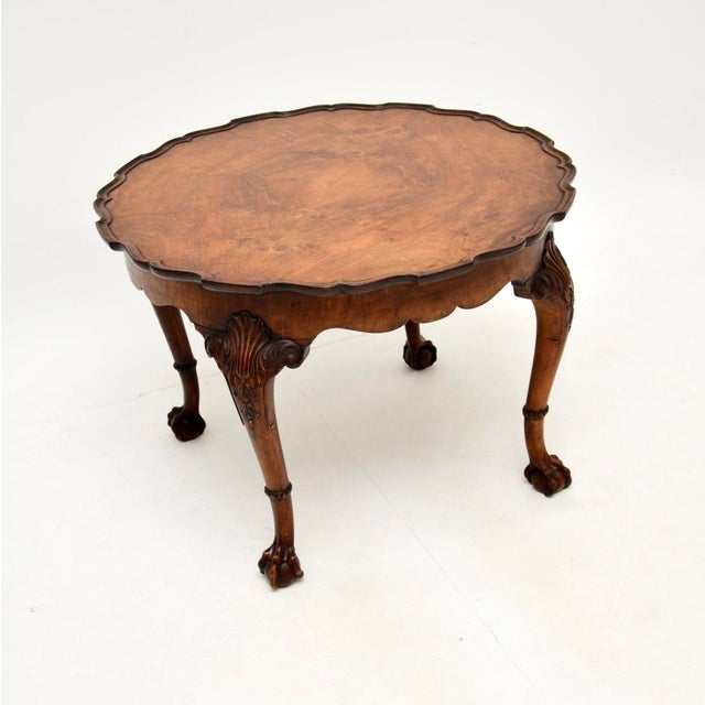 Brown Antique Figured Walnut Pie Crust Coffee Table, 1920s For Sale - Image 8 of 8