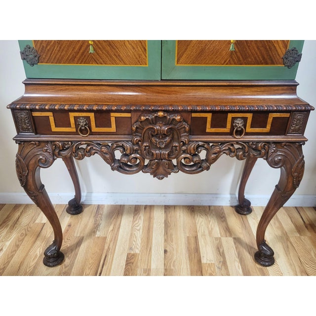 Antique American Adams Painted Berkey & Gay Silver Chest Cabinet on Stand For Sale - Image 13 of 18