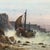 Atmospheric coastal pastel by listed American artist Clarence Braley, depicting a sailing vessel navigating the surf...